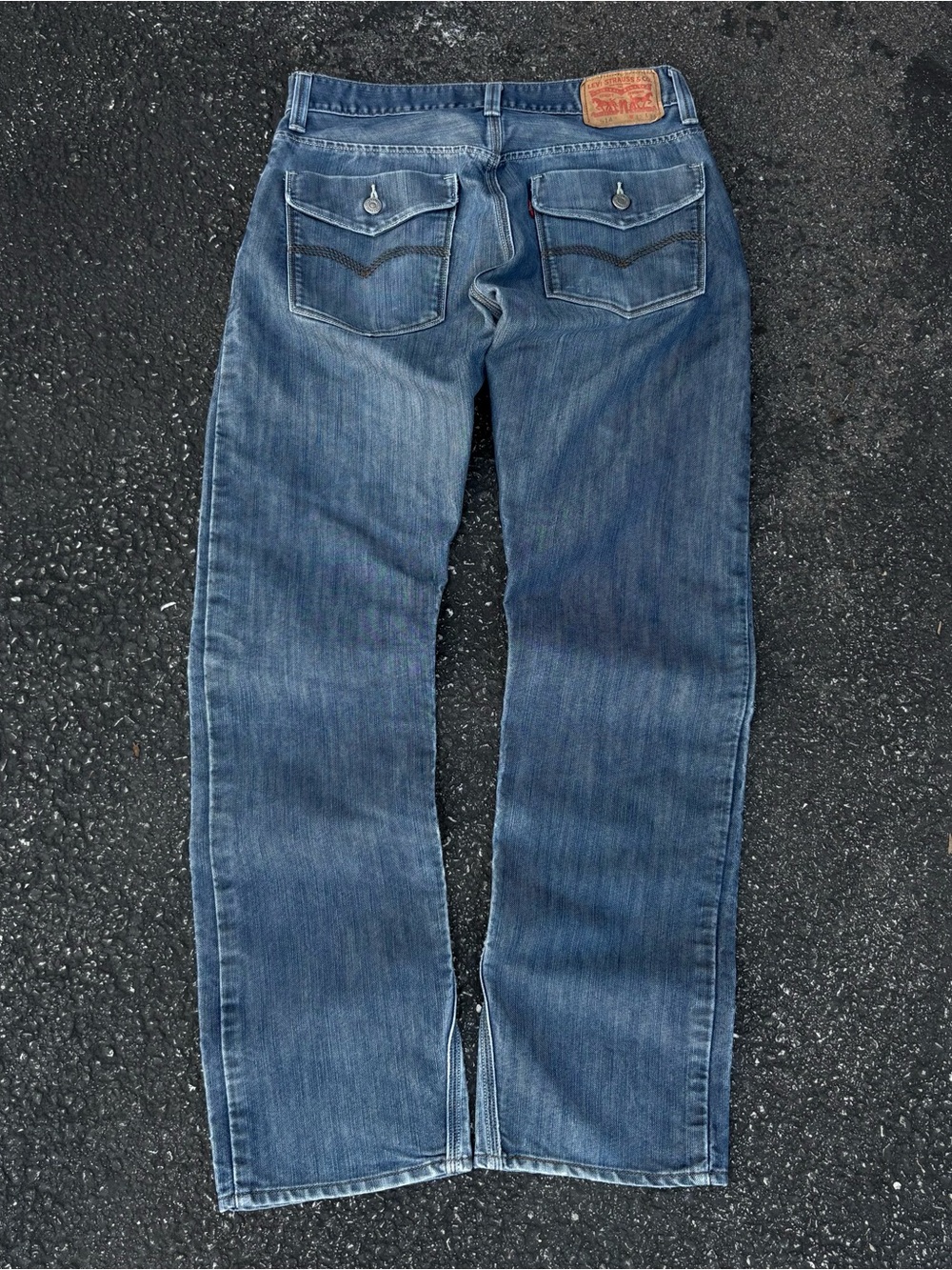 Levis 514 Jeans Mens 32x33 Blue Wash Denim Slim Straight Flap Vintage Western